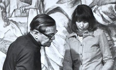Czarno białe zdjęcie na nim Strzałecki i jego żona Brzozowska