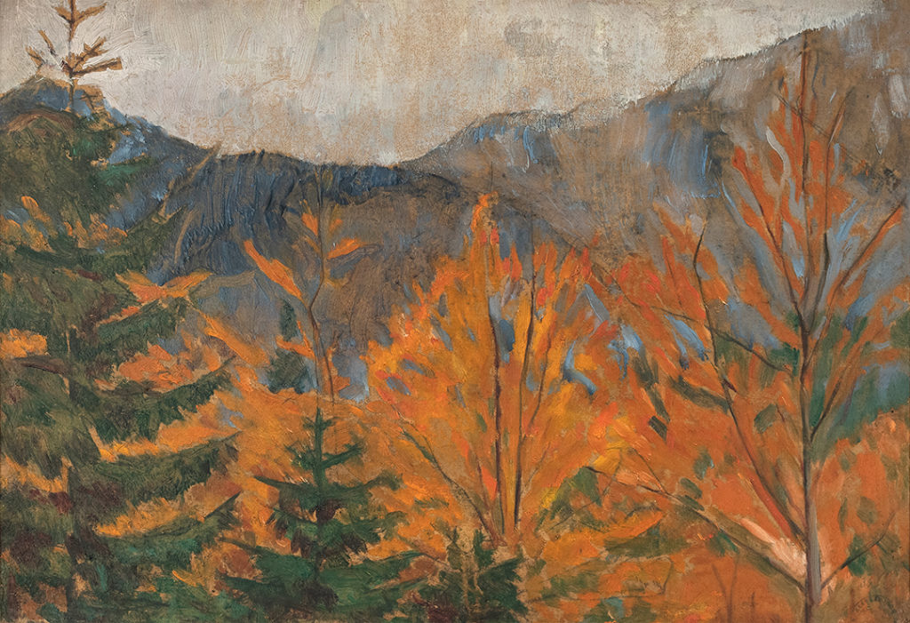 kolorowy obraz Józefa Czapskiego, pejzaż jesienny zakopane