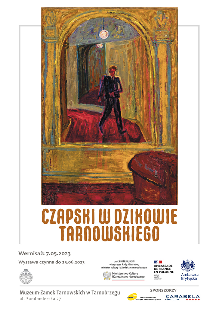 Kolorowy plakat wystawy , na nim obraz Józefa Czapskiego