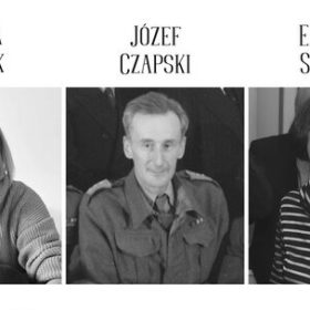 grafika czarnobiała z trzeba zdjęciami na których są: Agata Janiak , Józef Czapski, Elżbieta Skoczek