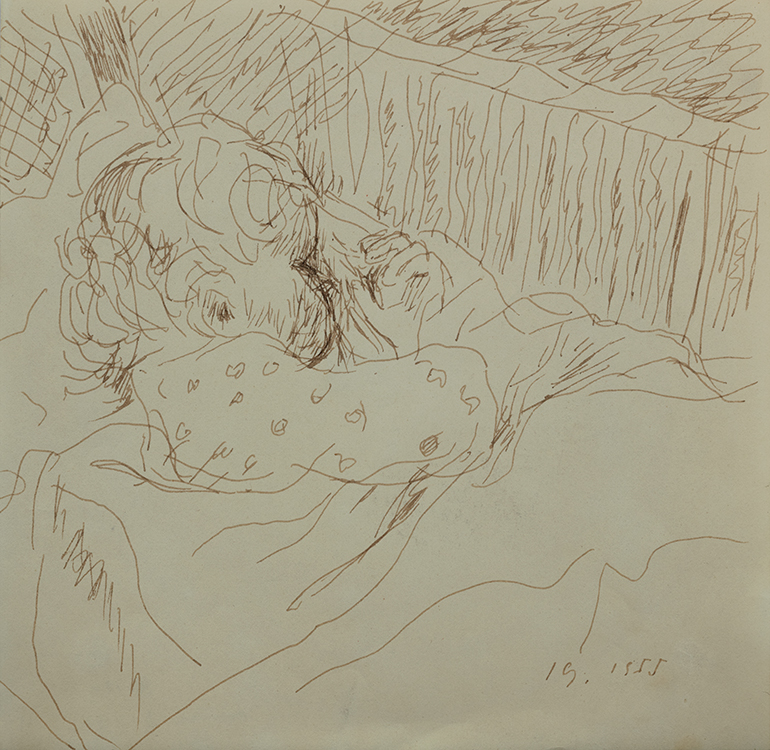 rysunek śpiącego dziecka, autor Józef Czapski