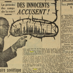 czarno-biała fotografia strony gazety francuskiej