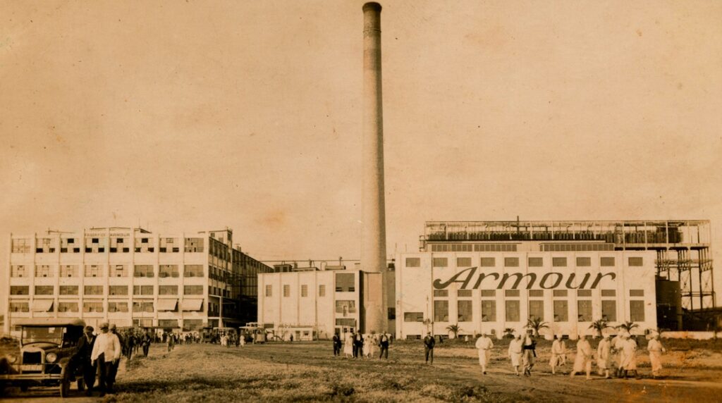 sepia fotografia z Argentyny, zakłąd rzeźnia